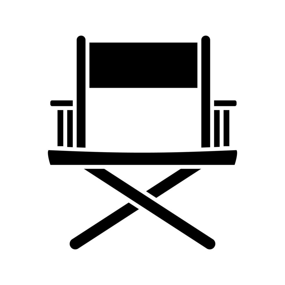 icône de glyphe de chaise de réalisateur. symbole de silhouette. espace négatif. illustration vectorielle isolée vecteur