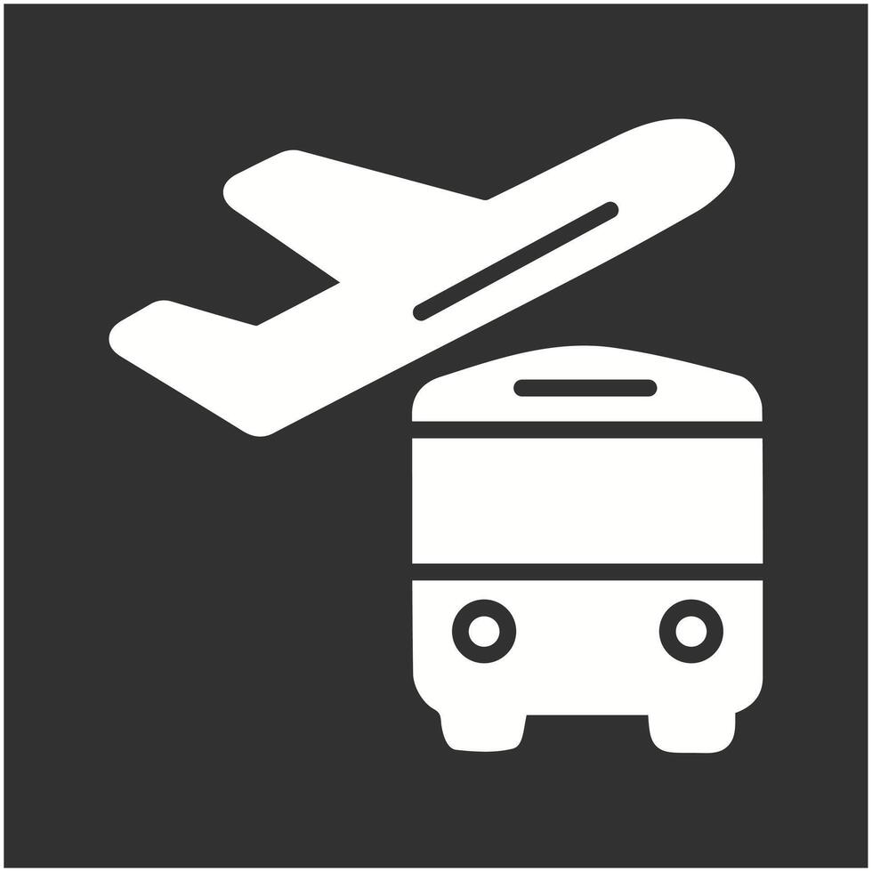bus sur l'icône de vecteur d'aéroport