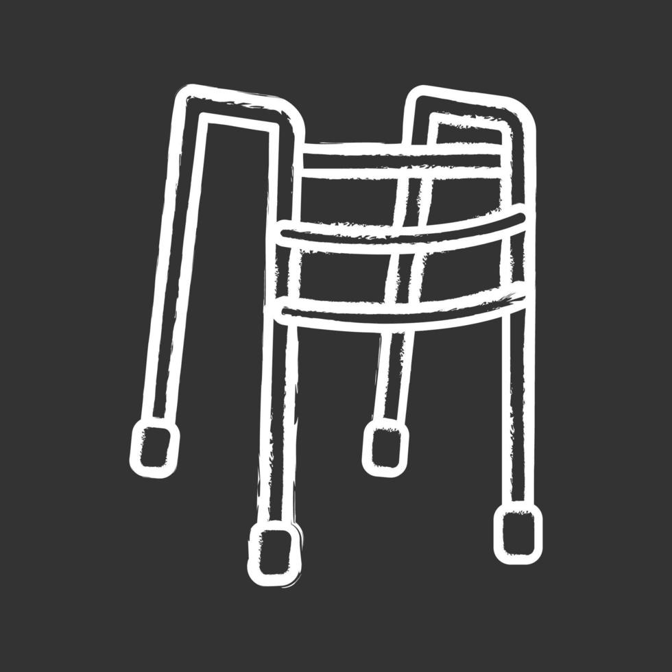 icône de craie de marcheur. déambulateur. aide à la mobilité. équipement handicapé. illustration de tableau de vecteur isolé
