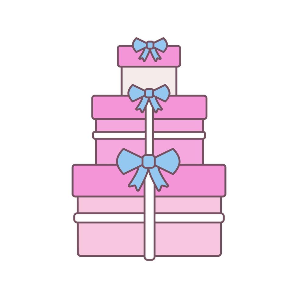 icône de couleur de boîtes de cadeaux. mariage, nouvel an, noël, cadeaux d'anniversaire. célébration de vacances. illustration vectorielle isolée vecteur
