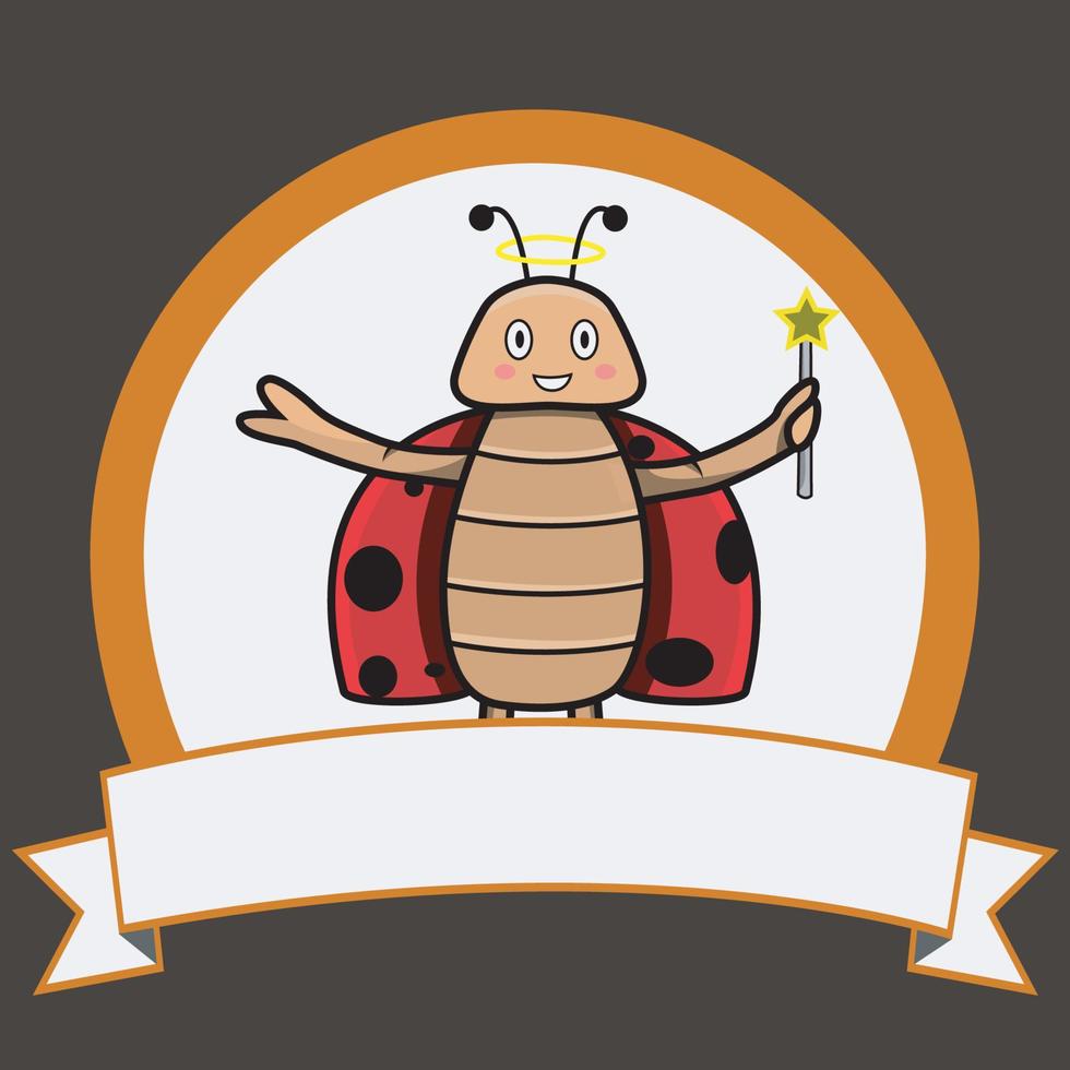 logo de mascotte de coléoptère et nom vierge sur le logo. vecteur