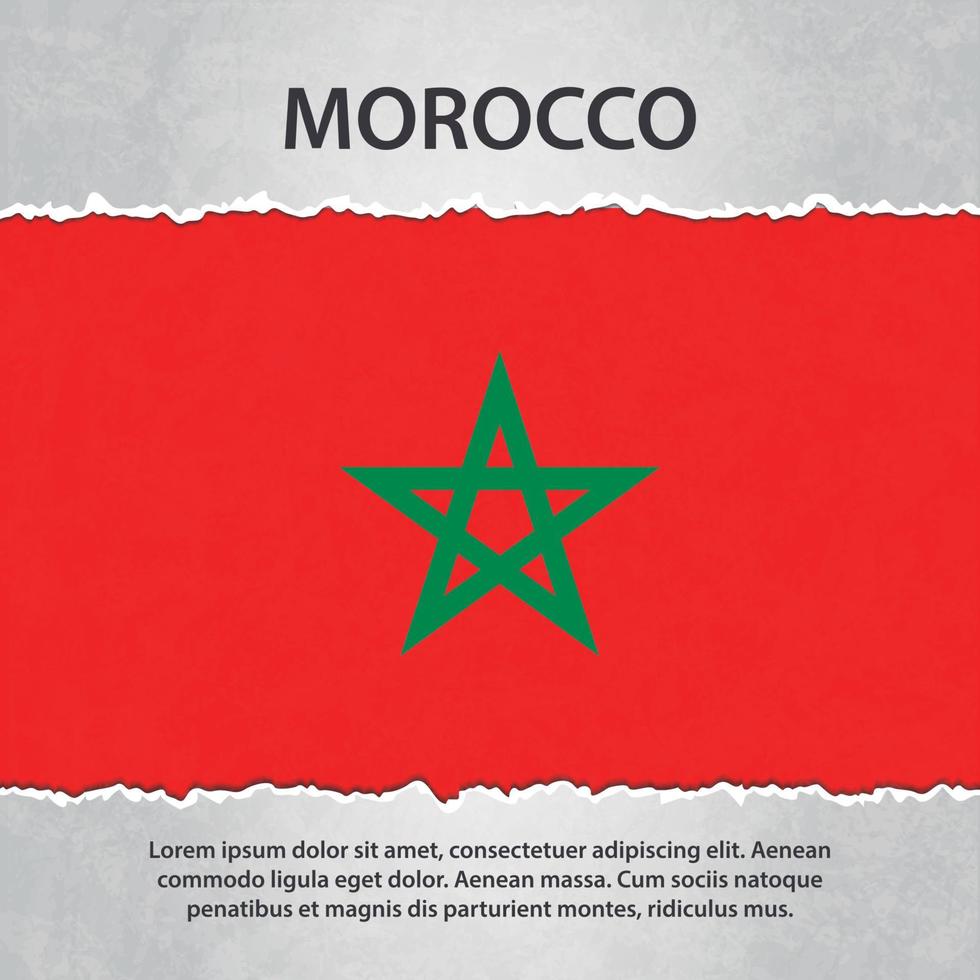 drapeau du maroc sur papier déchiré vecteur