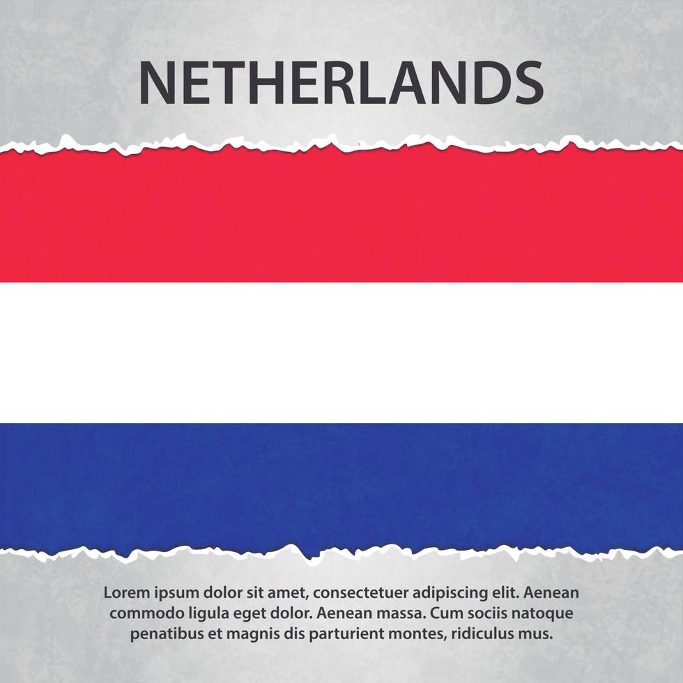 drapeau néerlandais sur papier déchiré vecteur