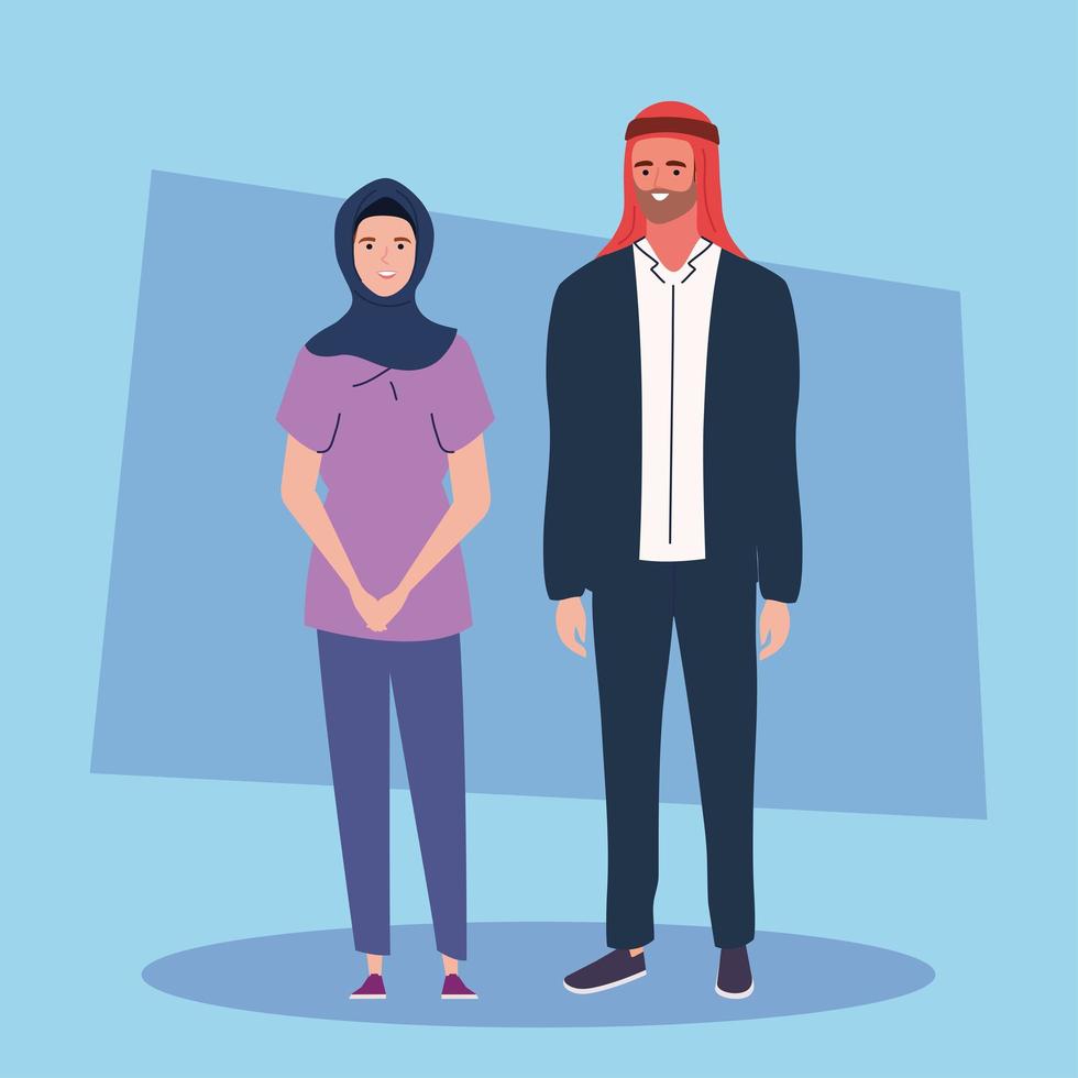 un couple porte un turban et un hijab vecteur