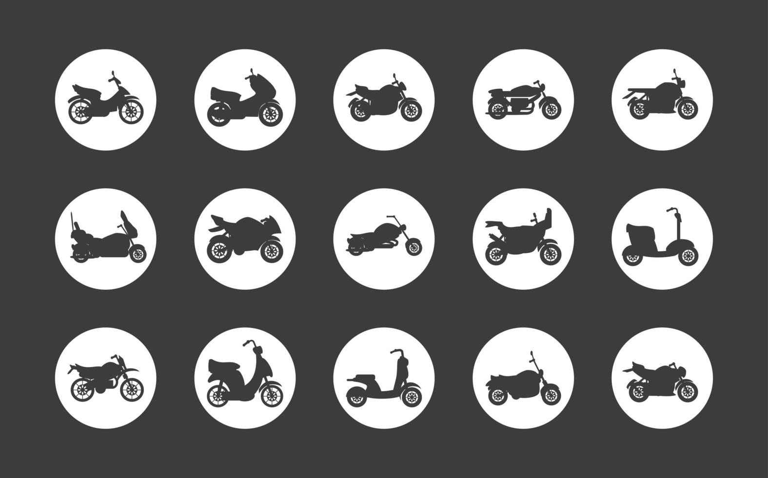 icônes rondes de motos vecteur