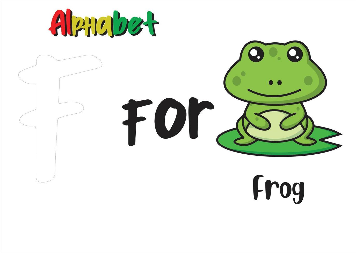 lettre de l'alphabet f avec grenouille vecteur