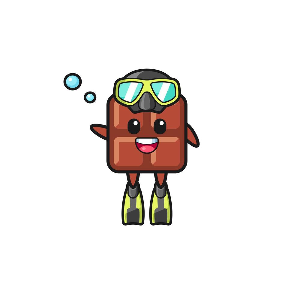 le personnage de dessin animé de plongeur de barre de chocolat vecteur