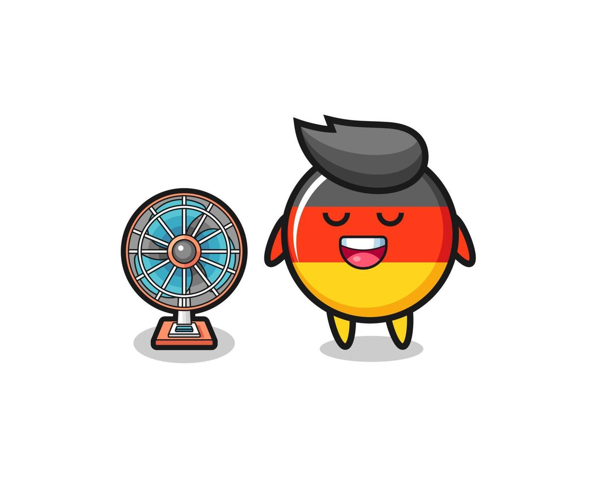le drapeau allemand mignon se tient devant le ventilateur vecteur