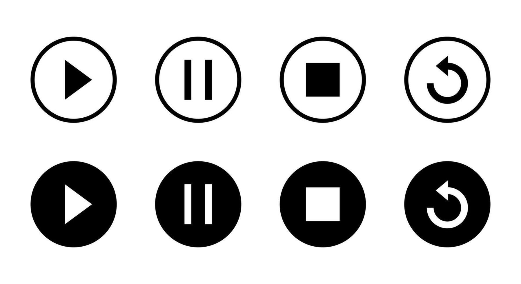 jouer, pause, arrêt, et rejouer icône vecteur. éléments pour vidéo diffusion app vecteur