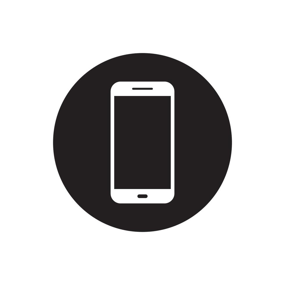 téléphone portable, téléphone intelligent icône vecteur sur noir cercle. mobile téléphone concept