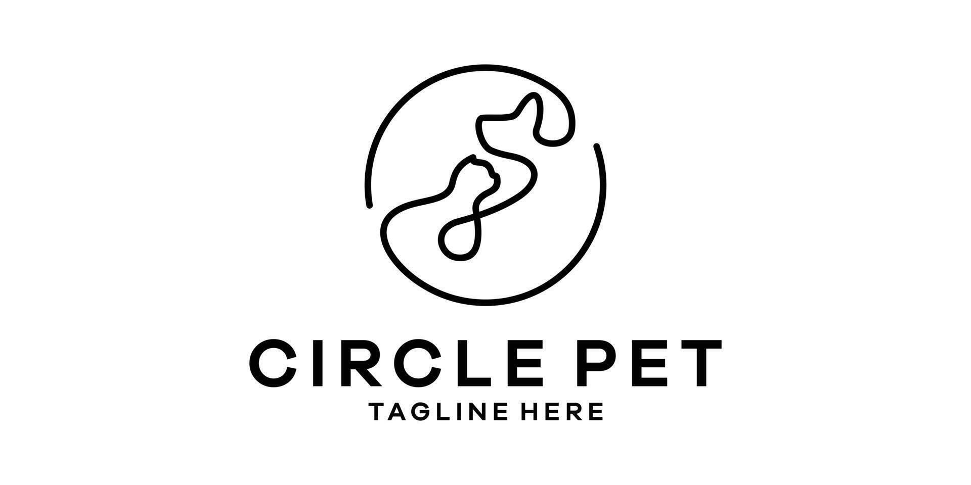 Créatif cercle animal de compagnie logo conception, animal de compagnie logo conception avec minimaliste ligne style, logo conception modèle, symbole, icône, vecteur, Créatif idée. vecteur