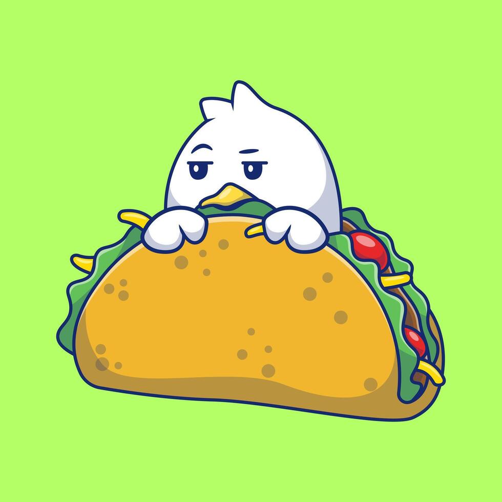 mignonne poussin dans une taco dessin animé vecteur Icônes illustration. plat dessin animé concept. adapté pour tout Créatif projet.