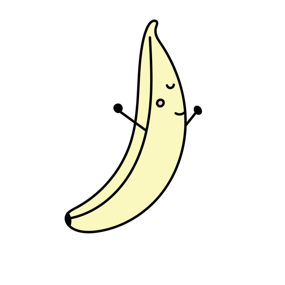 banane dessin animé. vecteur illustration dans griffonnage style.