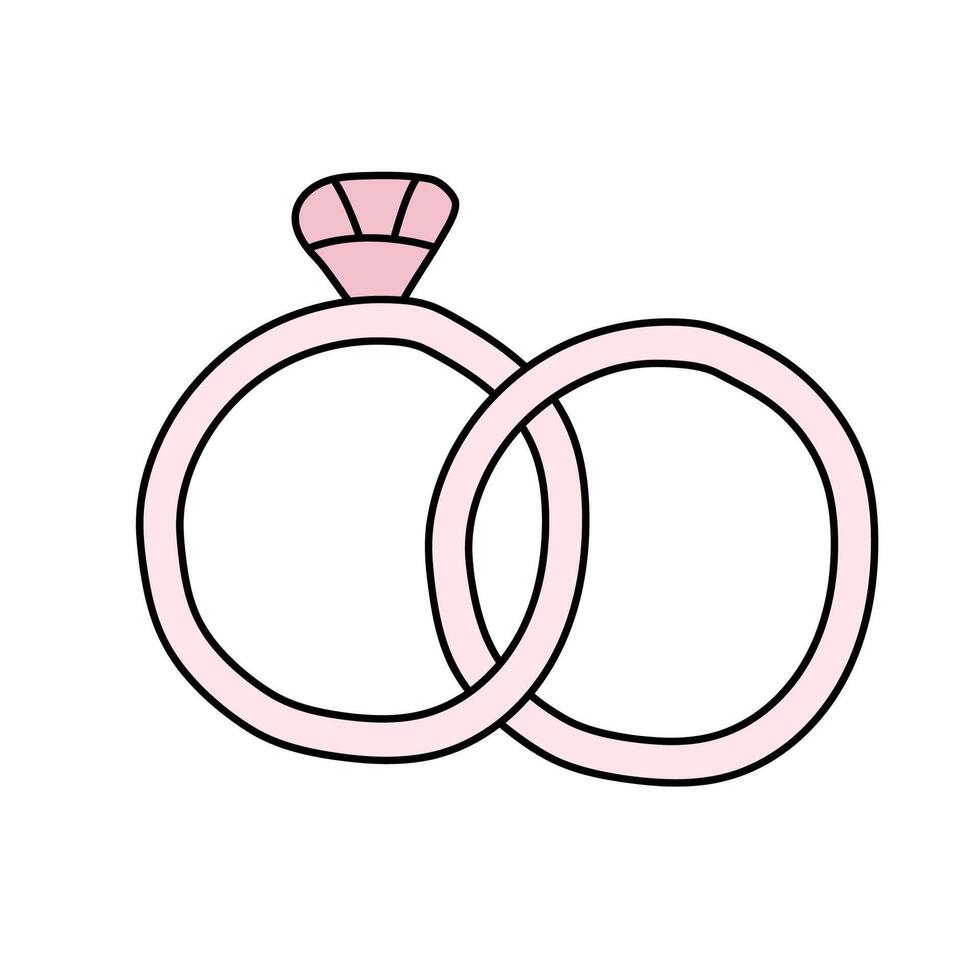 mariage anneaux. vecteur illustration dans griffonnage style