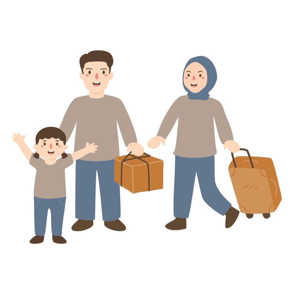 illustration de mudik avec famille vecteur