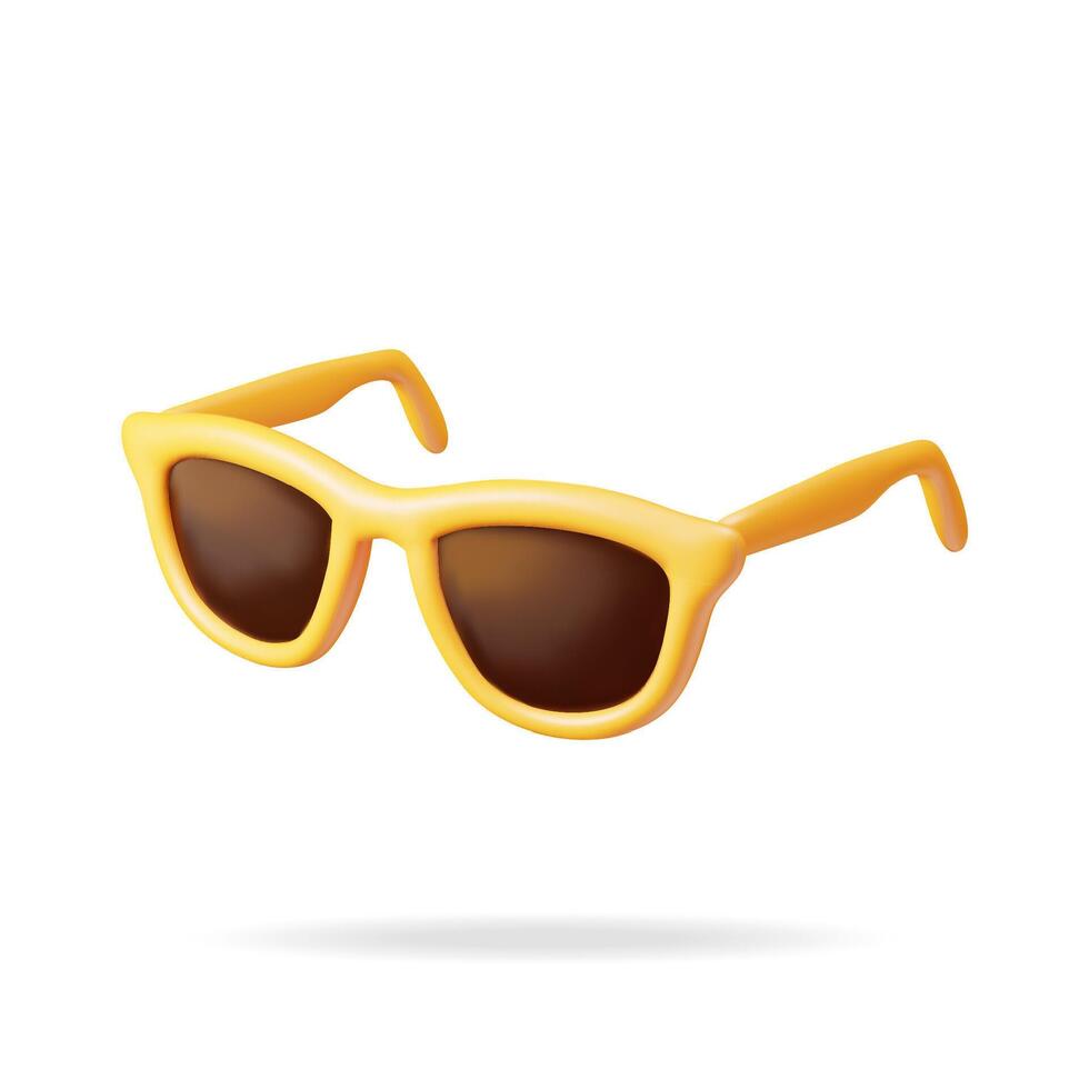 3d Jaune des lunettes de soleil icône isolé sur blanche. rendre Soleil des lunettes symbole. concept de été vacances ou vacances, temps à Voyage. plage relaxation. réaliste vecteur illustration