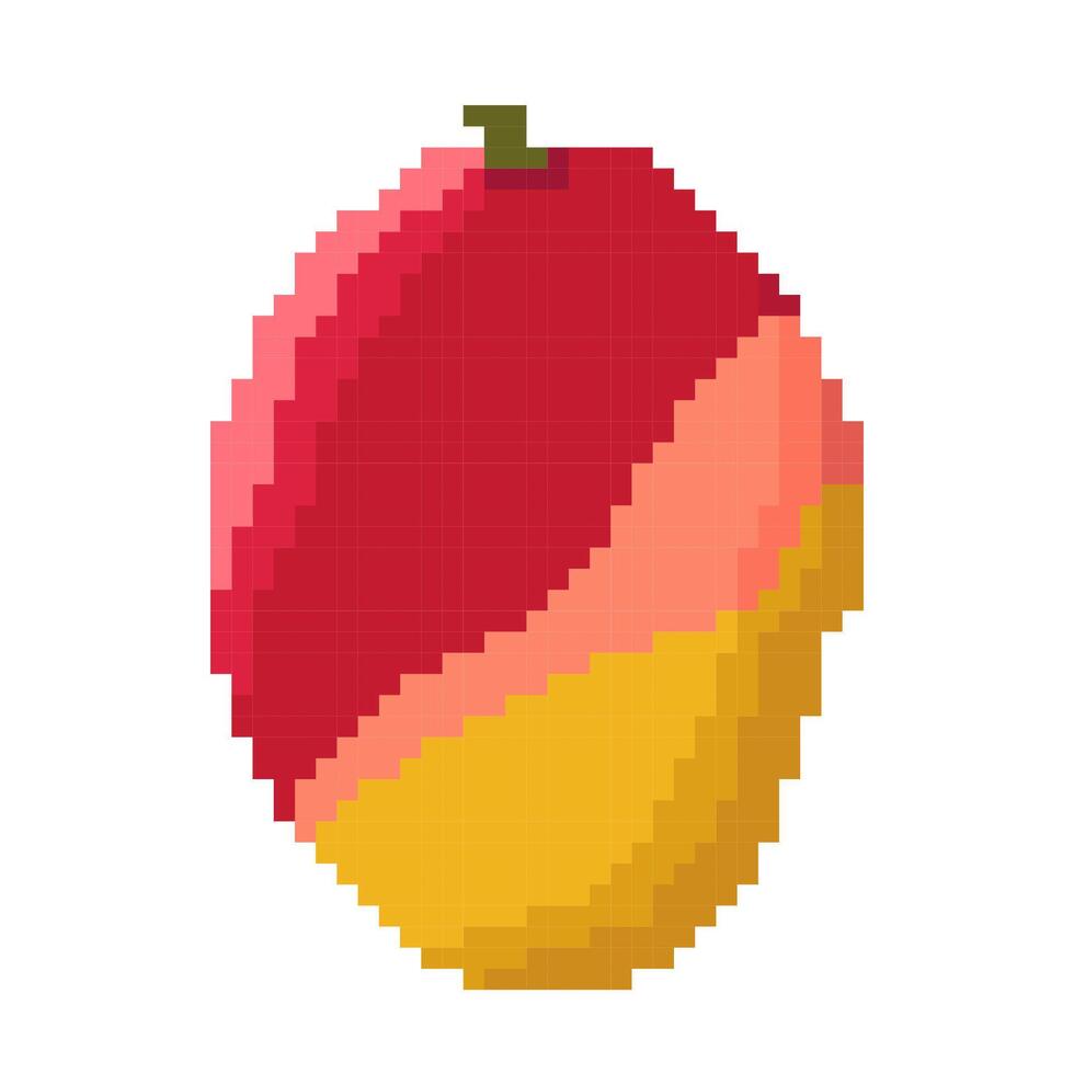 pixel art fruit mangue isolé sur blanc Contexte. vecteur