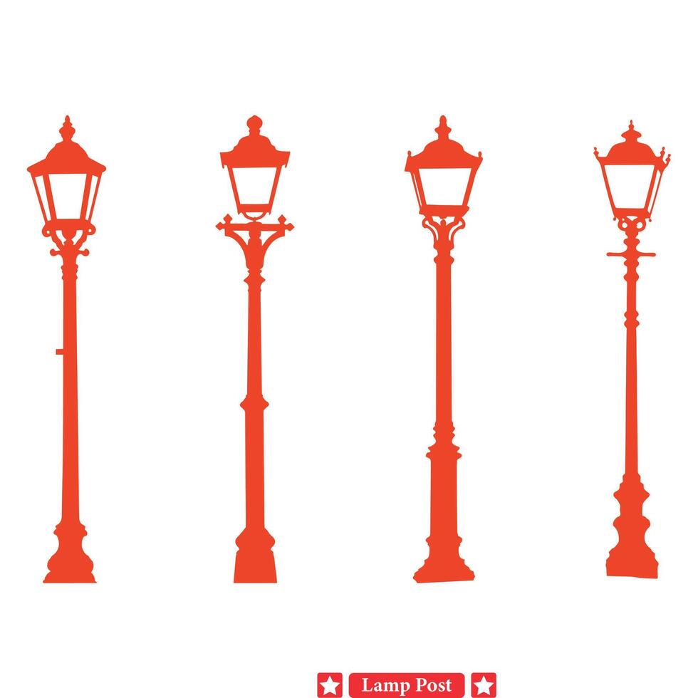 décoratif Urbain lampe des postes élégant paysage urbain vecteurs vecteur