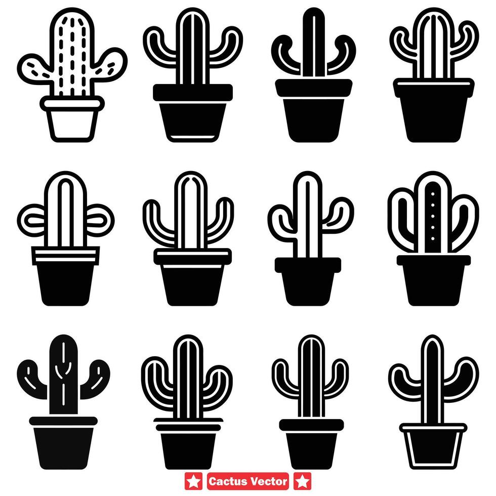 ai généré succulent sérénité dynamique cactus vecteur ensemble à élever votre l'image de marque