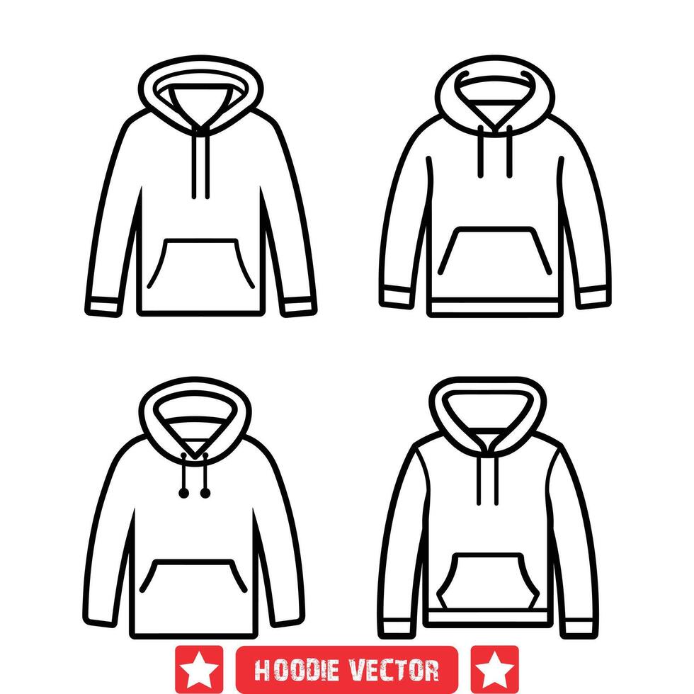 élégant vêtement de rue silhouettes sweat à capuche collection pour vêtements designers vecteur