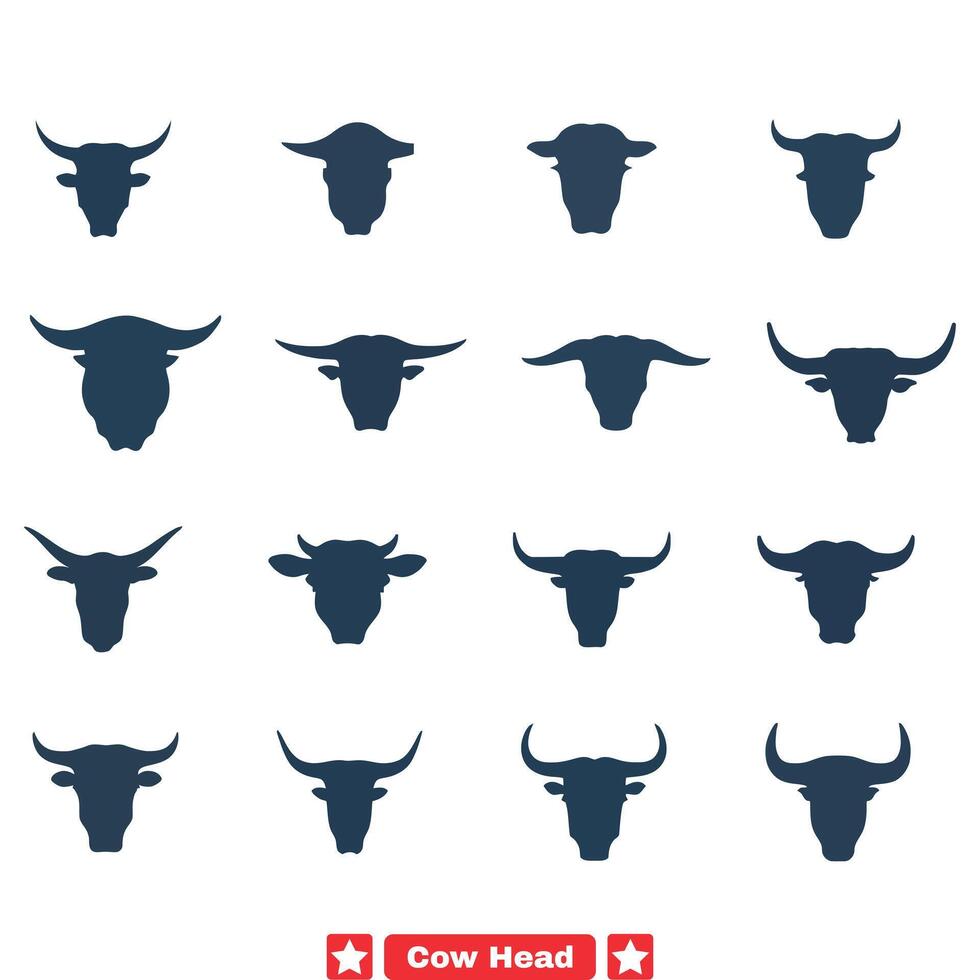 élégant vache tête silhouette dessins élever votre visuels vecteur