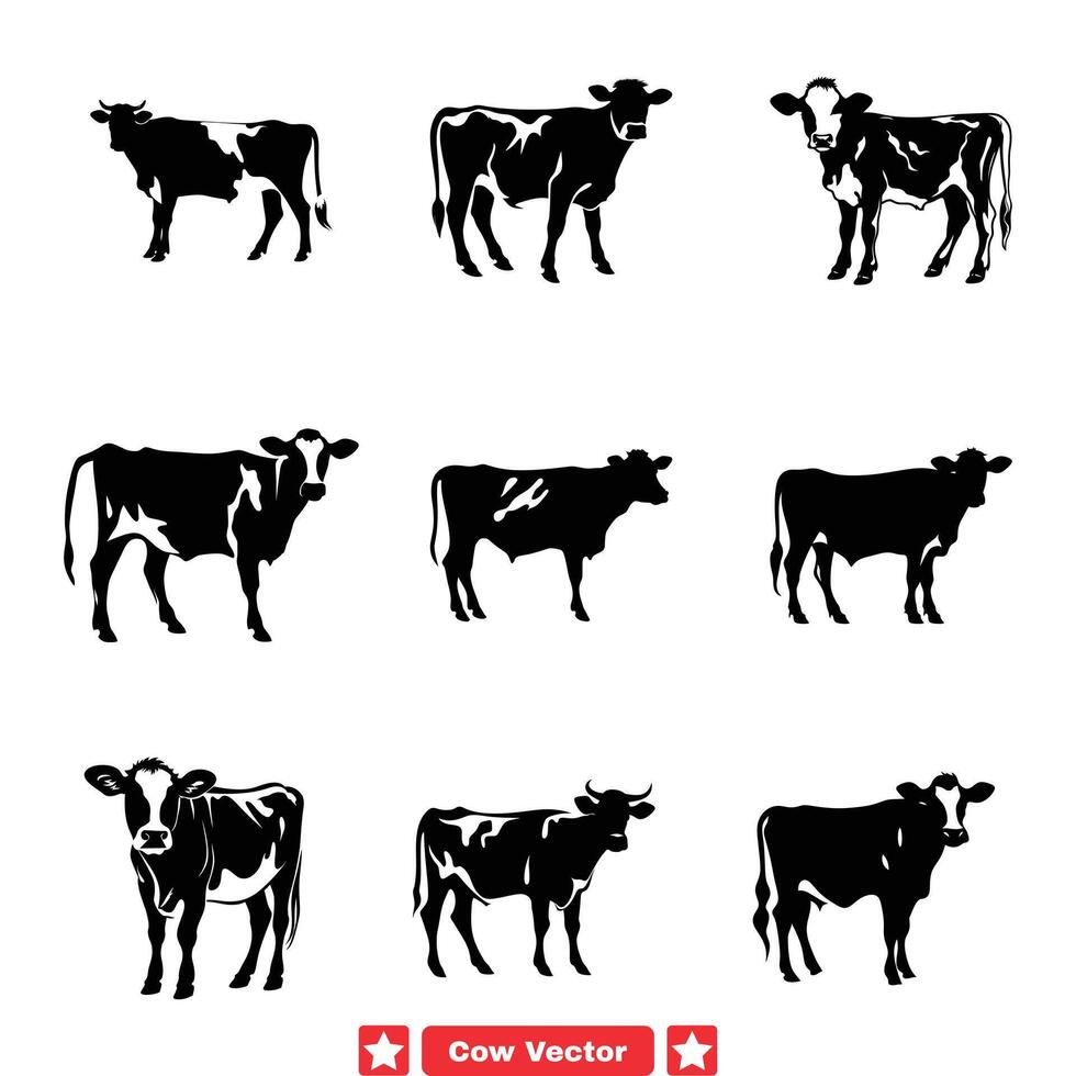 pâturage gloire étourdissant vache vecteur ensemble pour agricole des illustrations et rural oeuvres d'art
