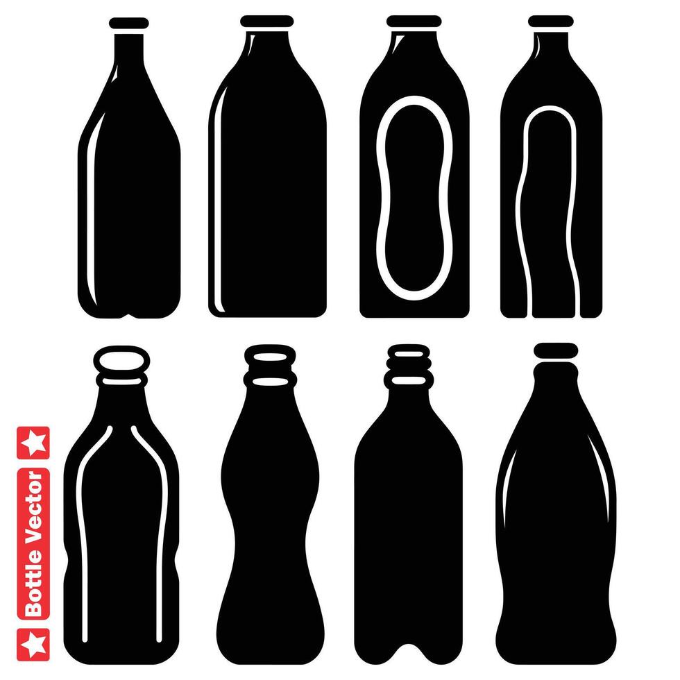 ai généré élégant bouteille silhouette collection polyvalent conception éléments pour Créatif projets vecteur