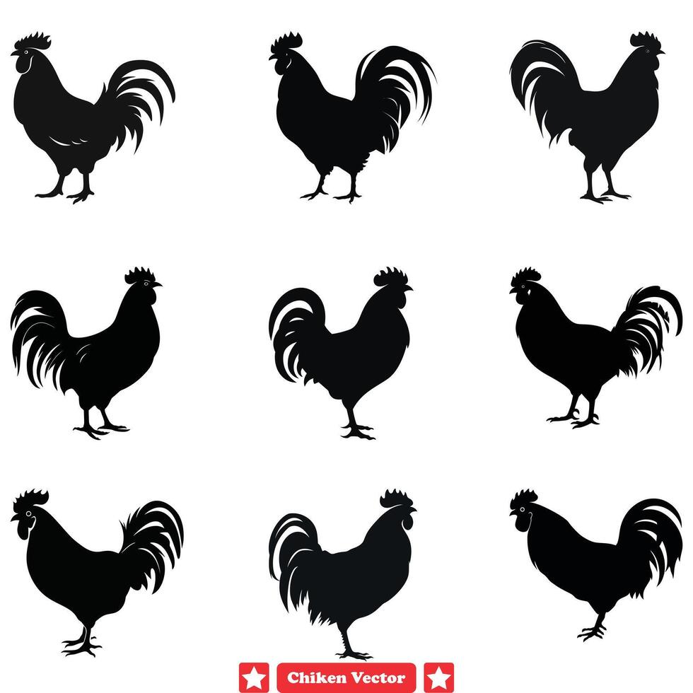 ai généré aile il espiègle poulet vecteur silhouettes pour designers