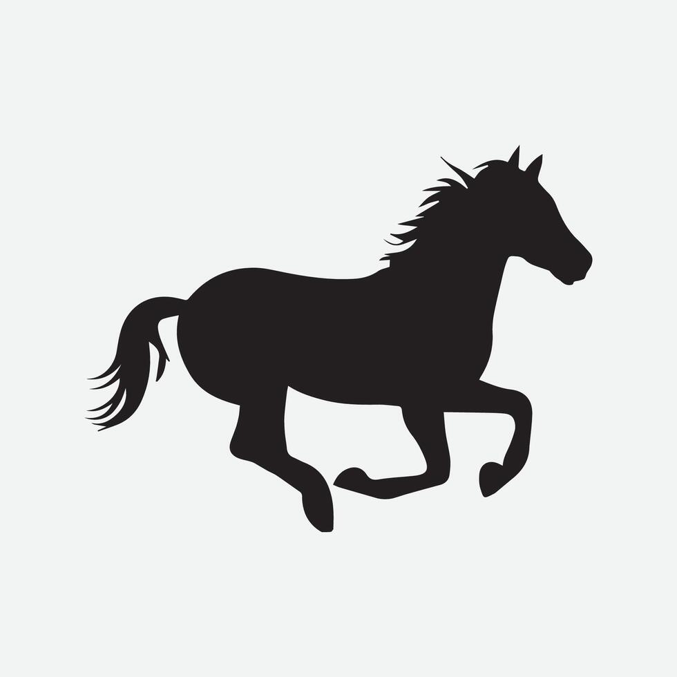 fonctionnement en marchant permanent cheval noir silhouette vecteur illustration