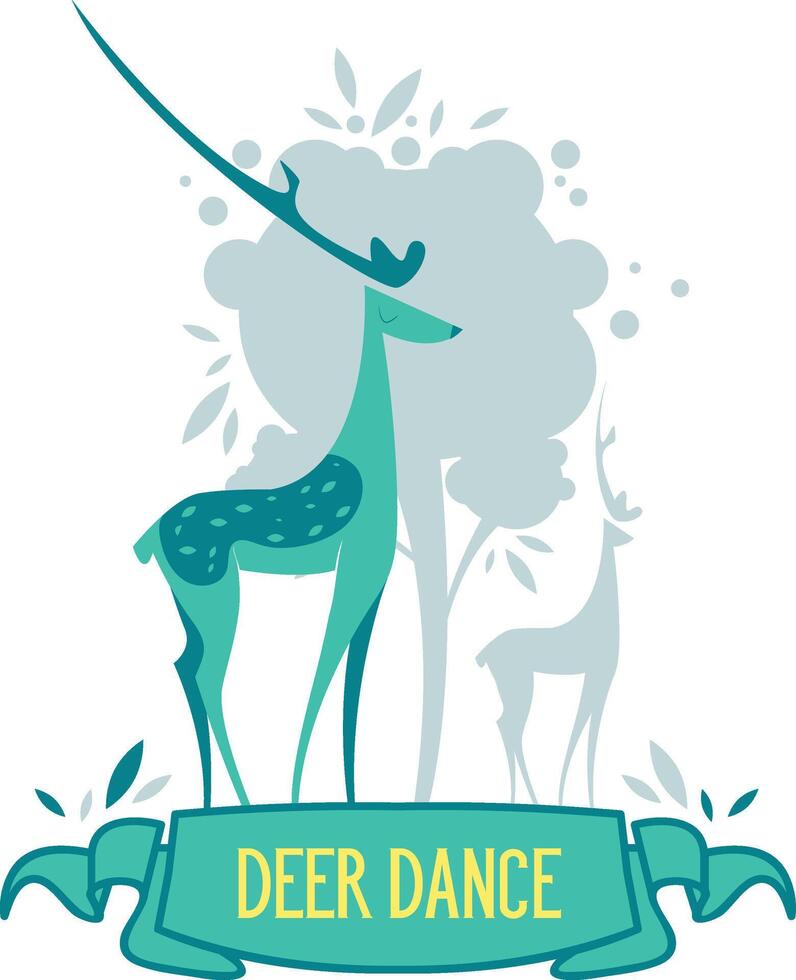 une cerf Danse logo avec une bannière cette lit cerf Danse vecteur