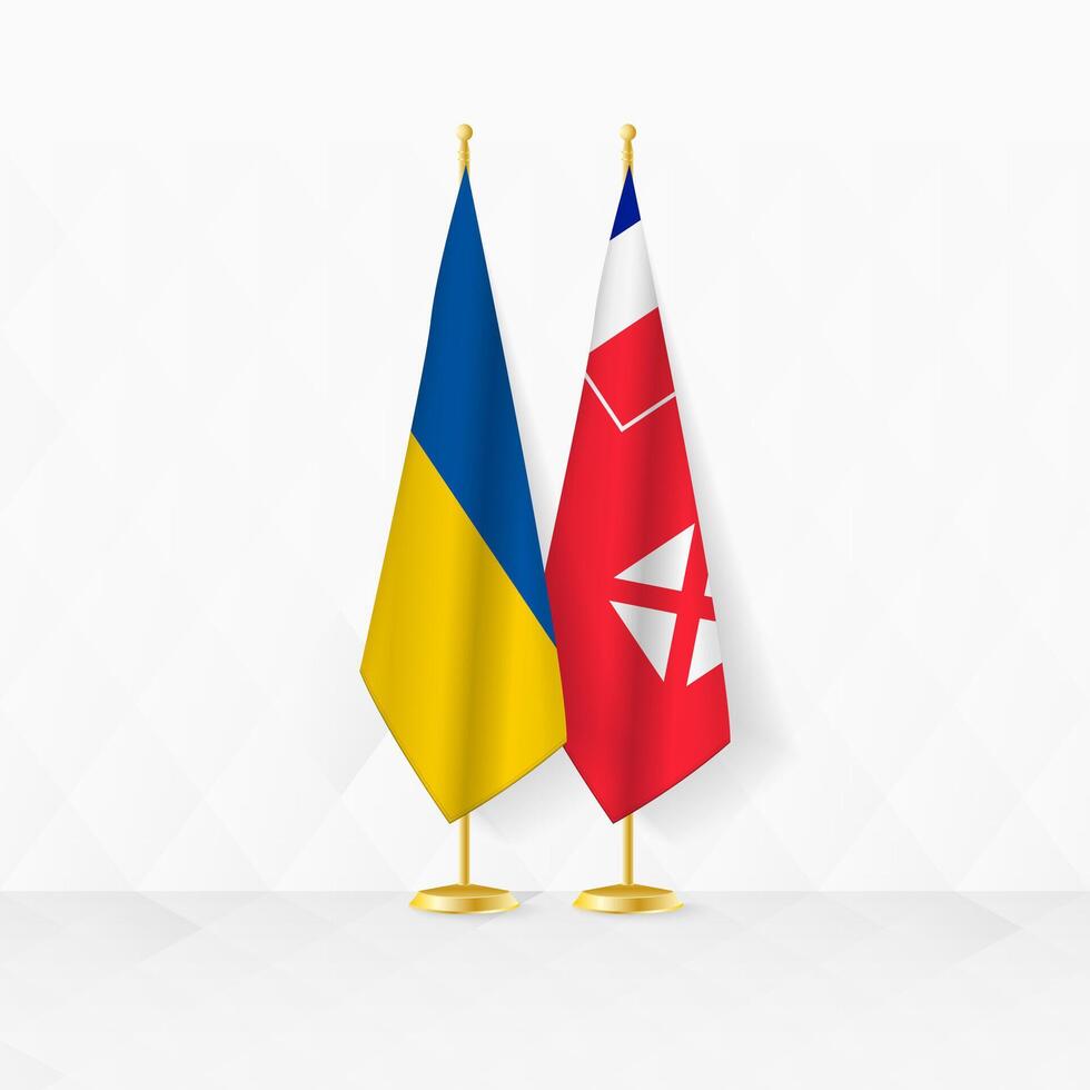 Ukraine et Wallis et futuna drapeaux sur drapeau rester, illustration pour diplomatie et autre réunion entre Ukraine et Wallis et futuna. vecteur