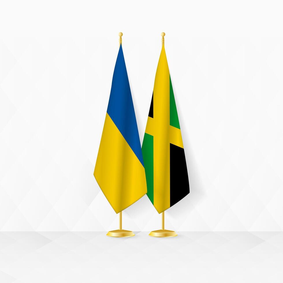 Ukraine et Jamaïque drapeaux sur drapeau rester, illustration pour diplomatie et autre réunion entre Ukraine et Jamaïque. vecteur