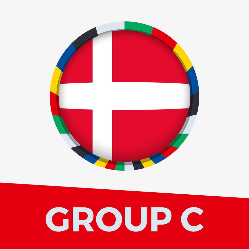 Danemark drapeau stylisé pour européen Football tournoi 2024. vecteur