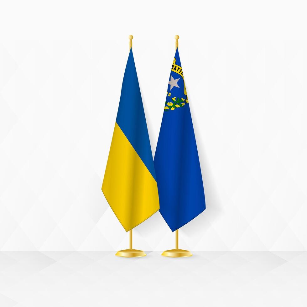 Ukraine et Nevada drapeaux sur drapeau rester, illustration pour diplomatie et autre réunion entre Ukraine et Nevada. vecteur