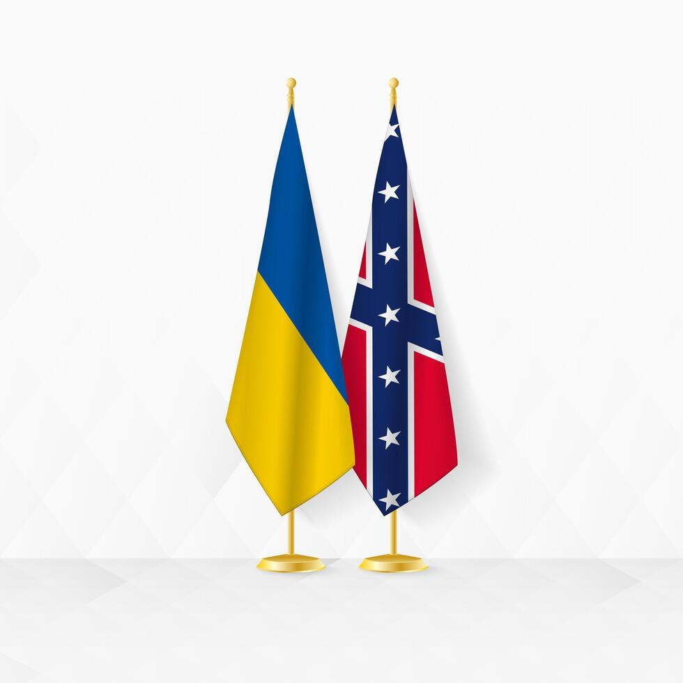 Ukraine et confédéré drapeaux sur drapeau rester, illustration pour diplomatie et autre réunion entre Ukraine et confédéré. vecteur