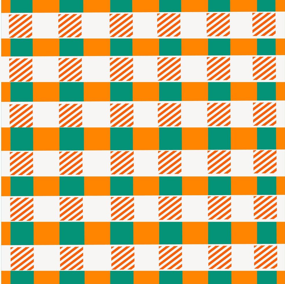 irlandais vichy arrière-plan, vert et Orange à carreaux modèle avec diagonale lignes vecteur