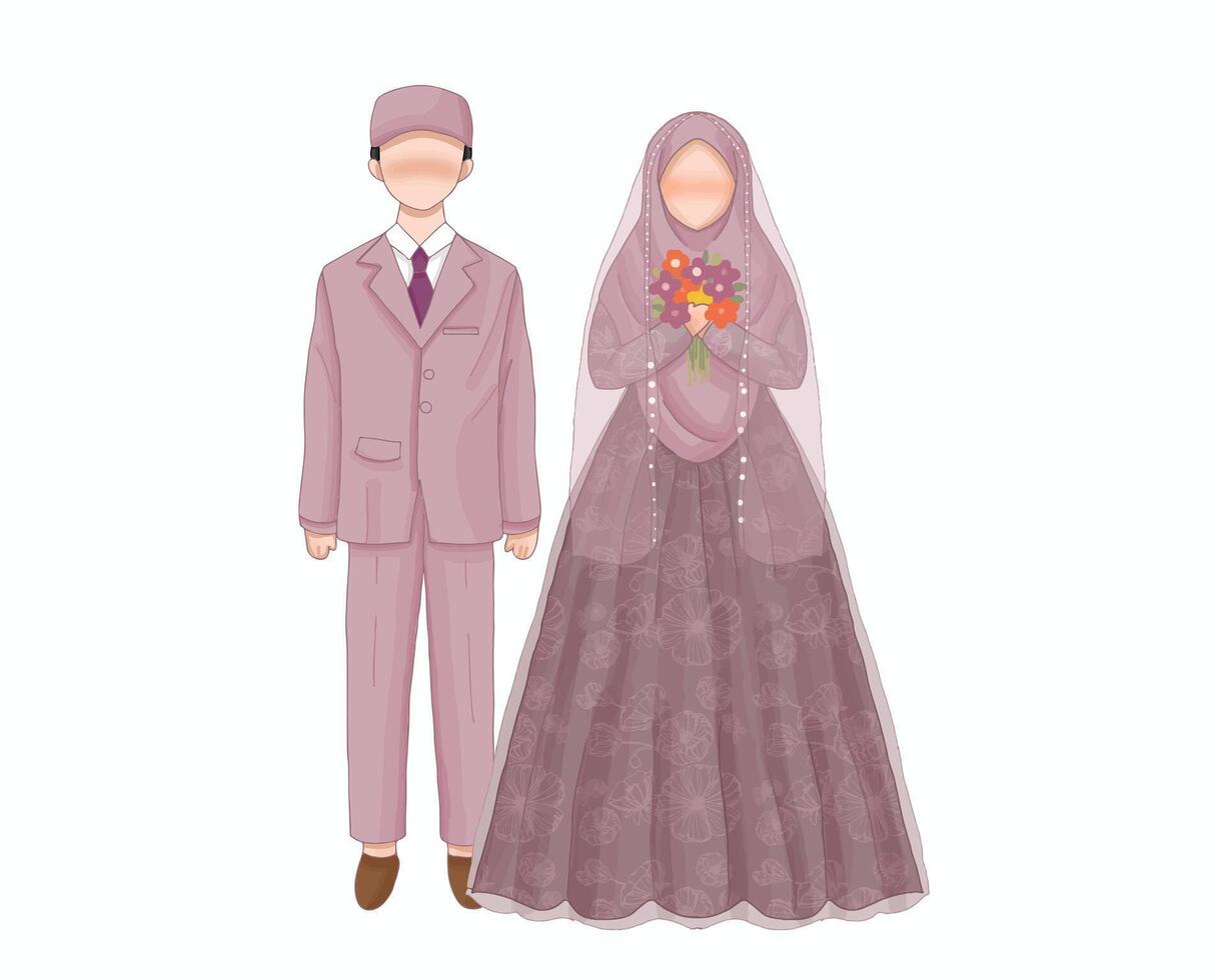 magnifique musulman mariage couple illustration vecteur