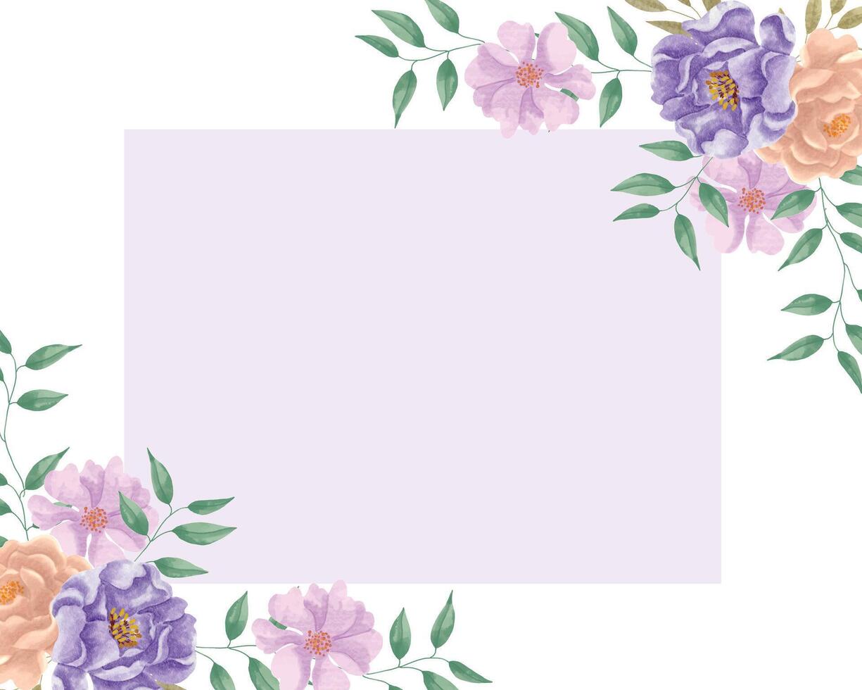 violet et pêche Rose aquarelle fleur frontière vecteur