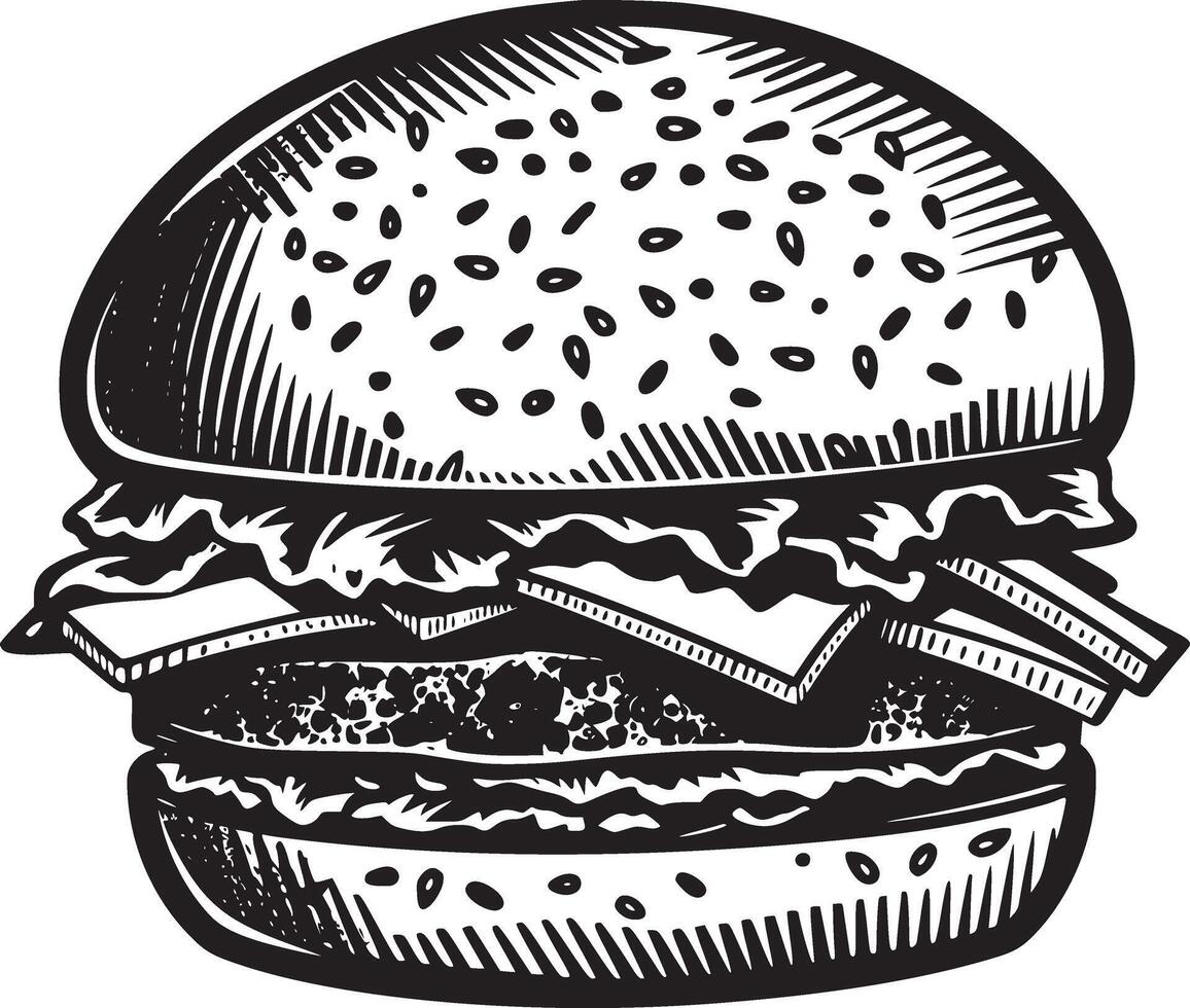 Burger vecteur noir et blanc