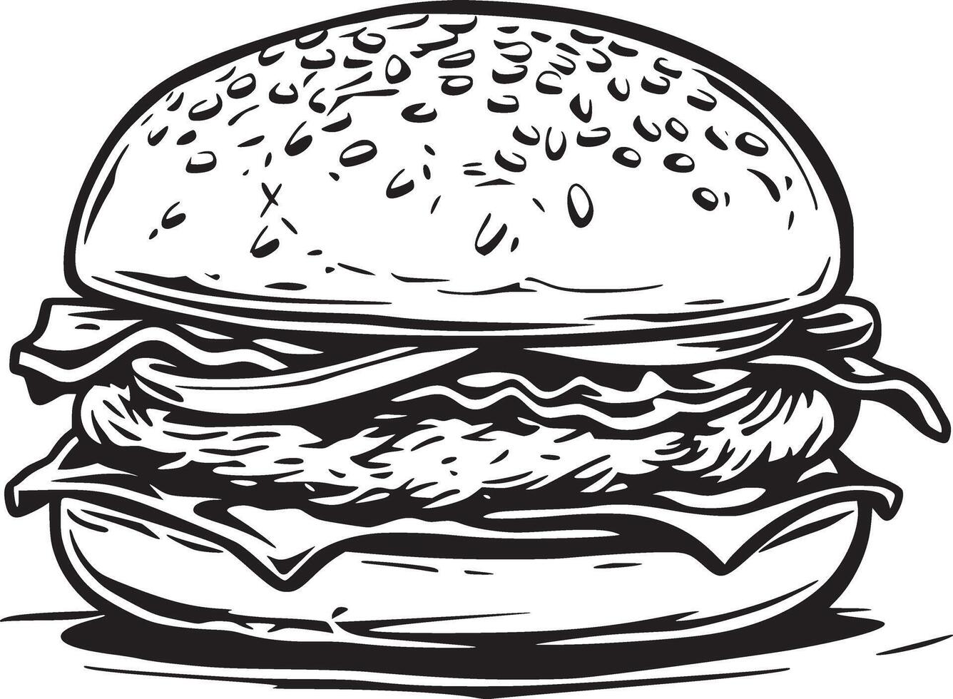 Burger vecteur noir et blanc