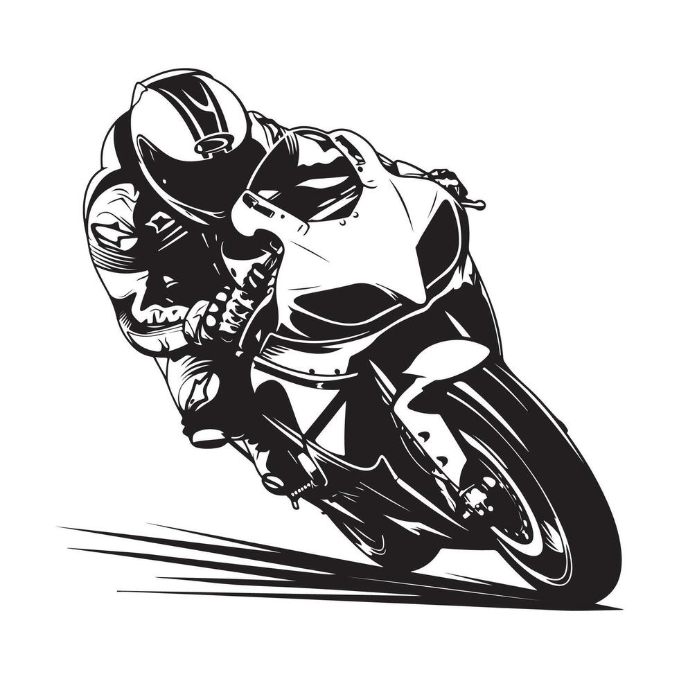 Pilote de moto, vecteur d'illustration de course de moto en fond blanc