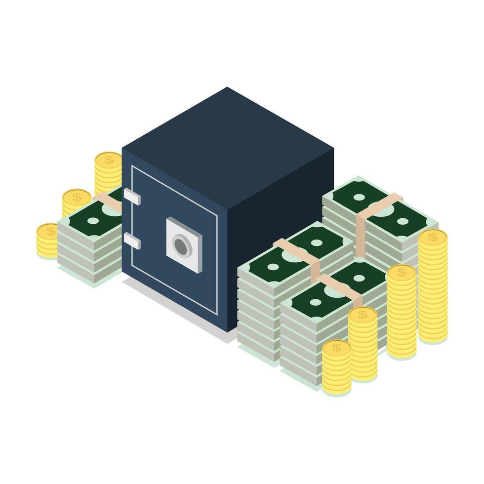 argent avec isométrique sûr vecteur