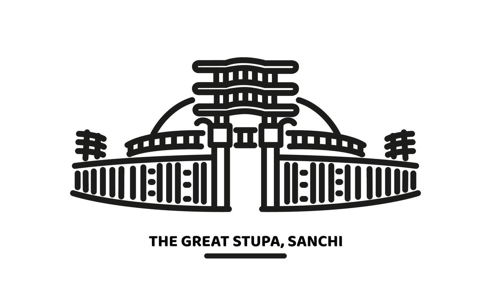 le génial stupa de sanchi vecteur icône illustration
