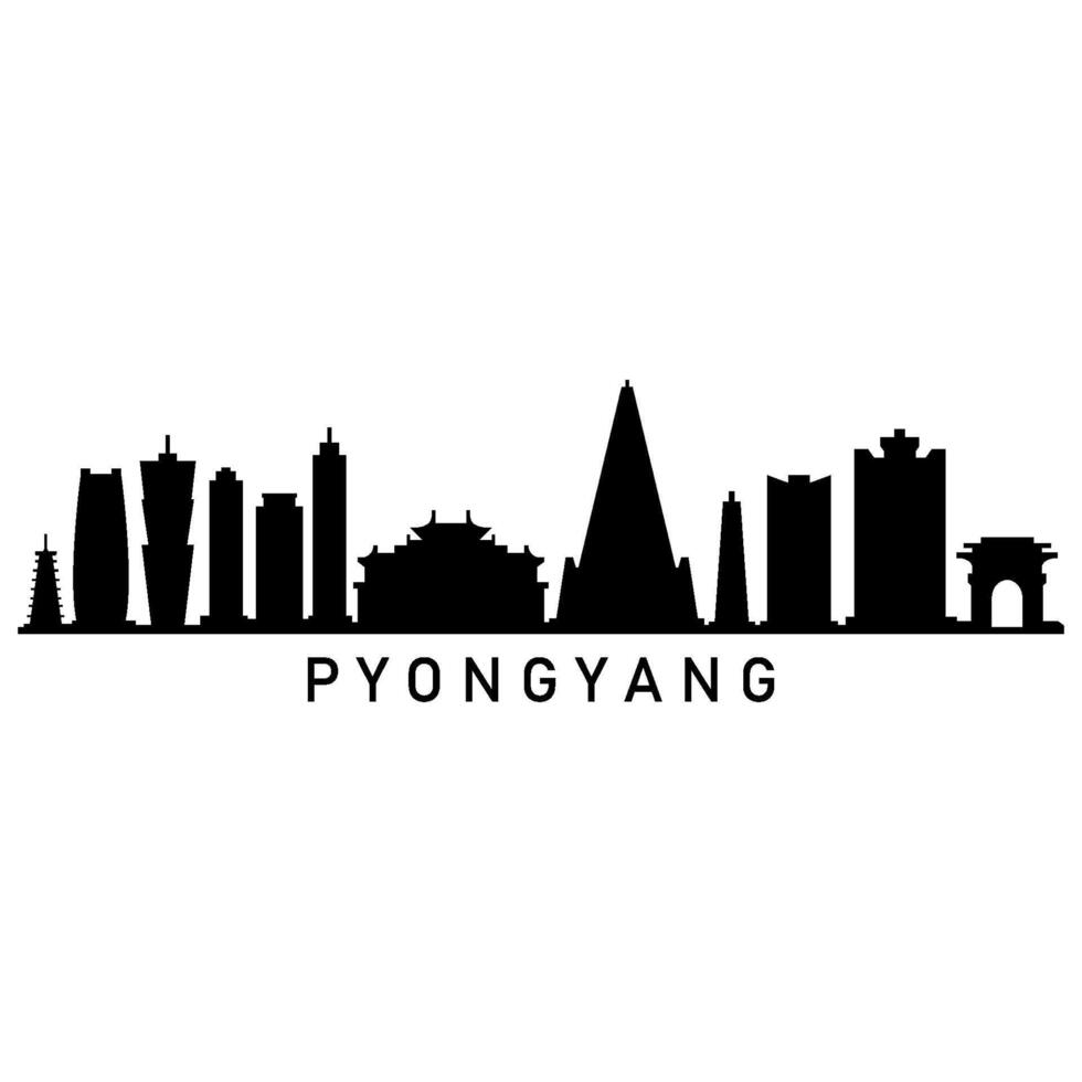 Pyongyang horizon illustré sur blanc Contexte vecteur