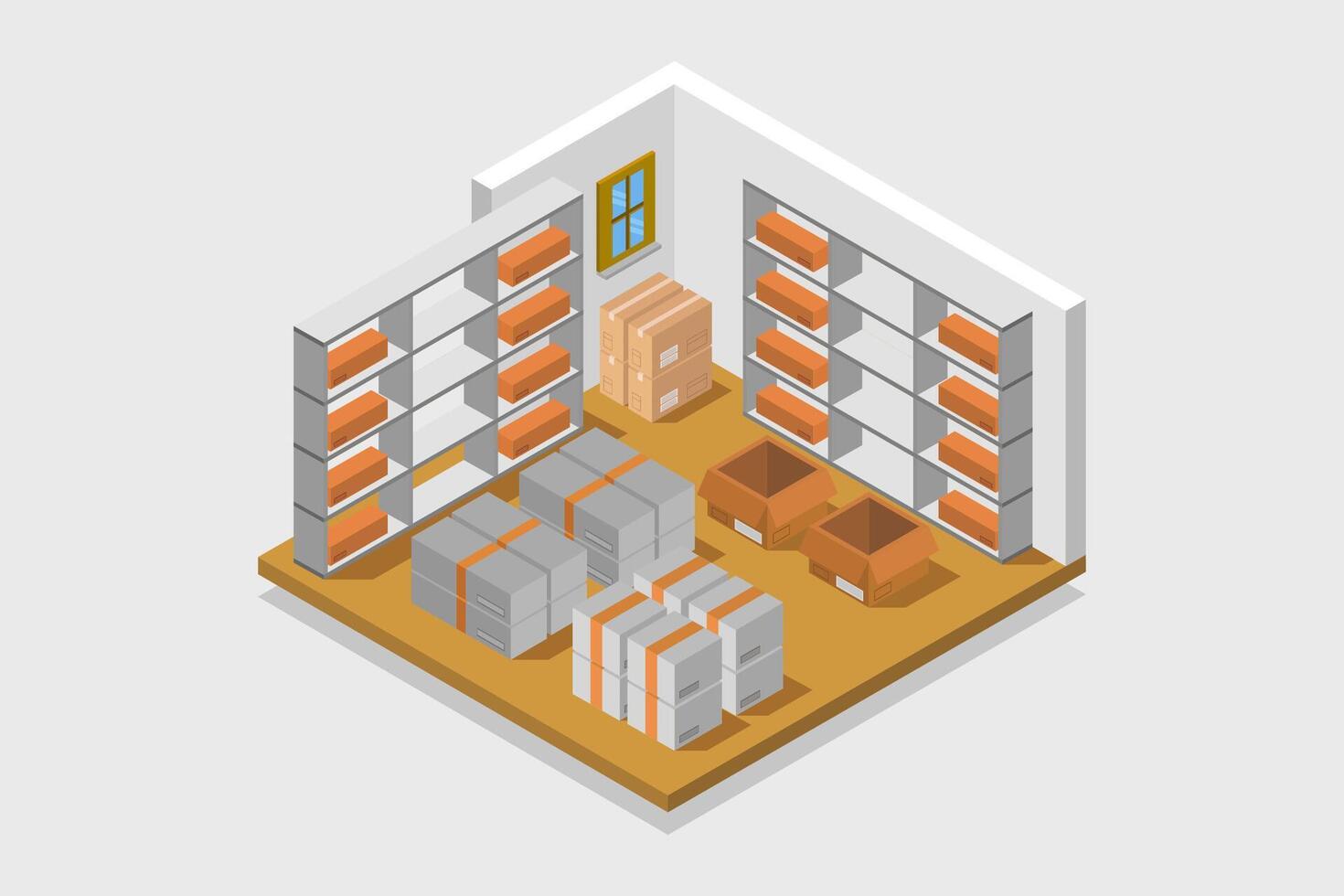 illustré isométrique entrepôt vecteur