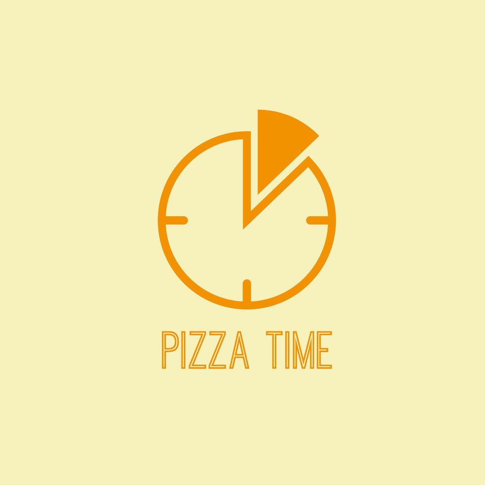 Pizza temps l'horloge vecteur dîner tranche savoureux logo