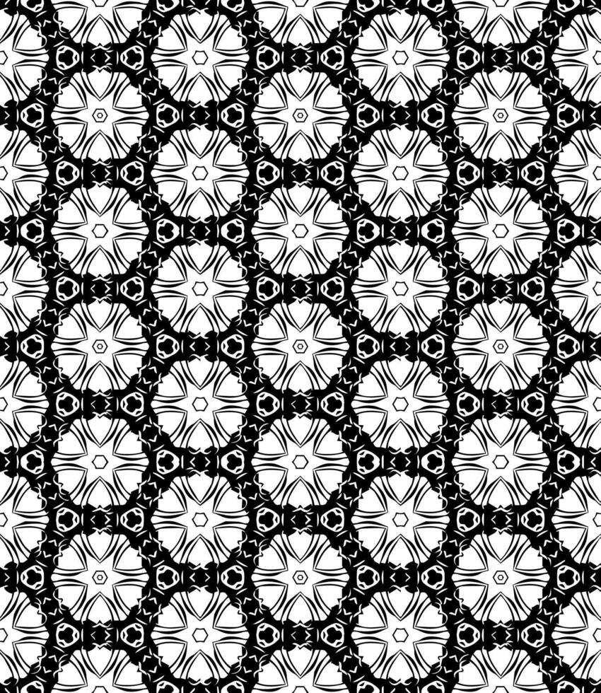 motif abstrait sans couture noir et blanc. arrière-plan et toile de fond. conception ornementale en niveaux de gris. vecteur