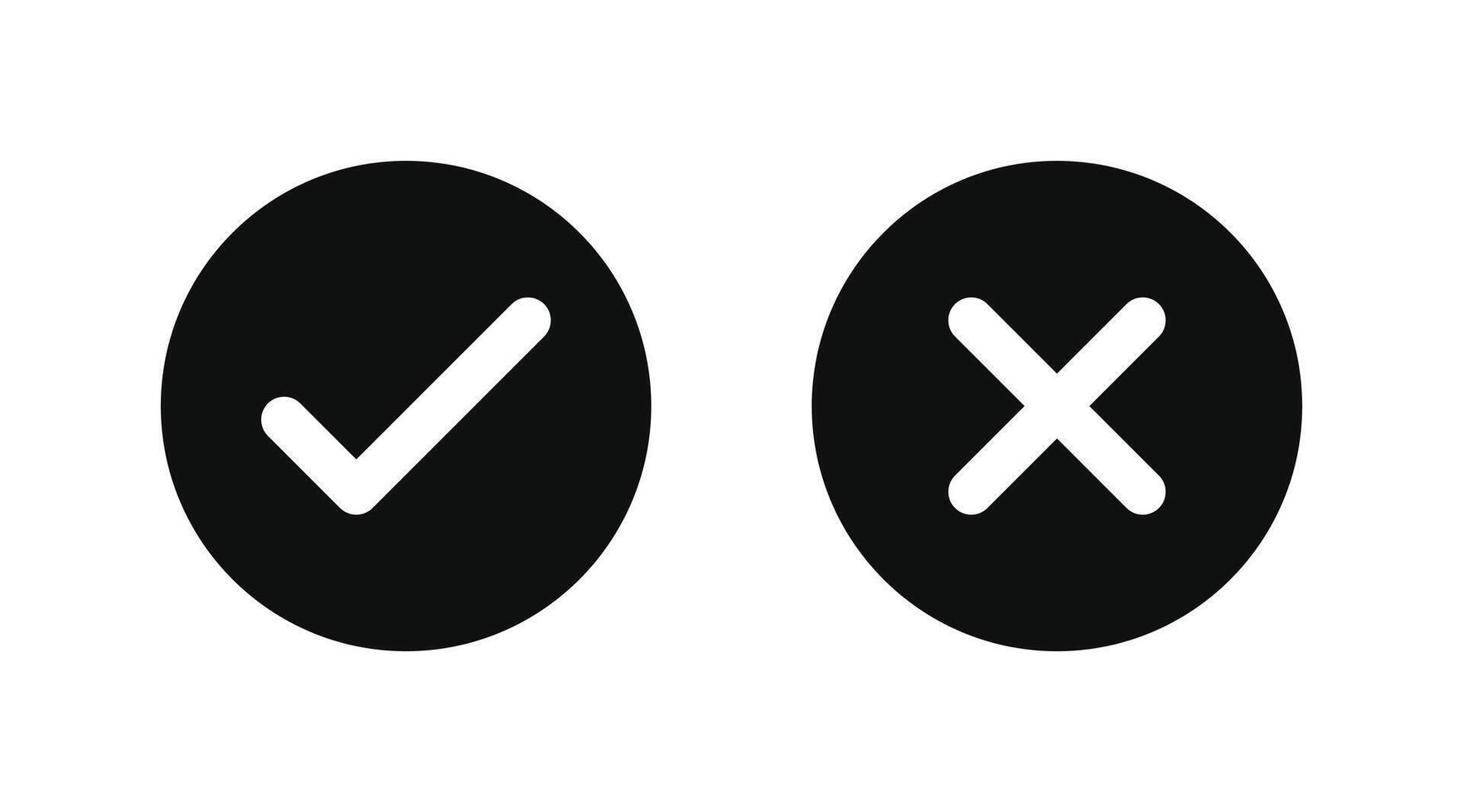 droite et faux icône vecteur illustration. vérifier marque et traverser marque signe. Oui et non vérifier Des marques Icônes.