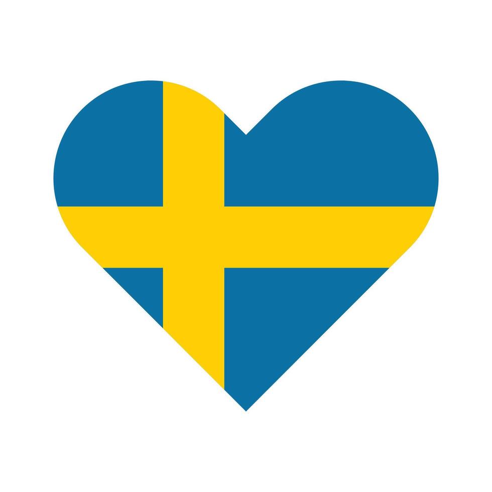 Suède nationale drapeau vecteur illustration. Suède cœur drapeau.