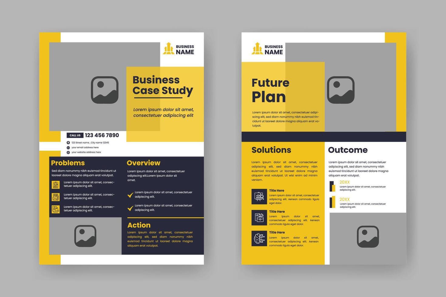 Cas étude disposition prospectus. minimaliste affaires rapport avec Facile conception. vecteur